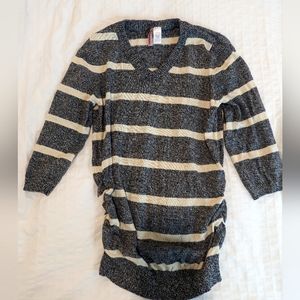Striped MATERNITY sweater, gray and off white